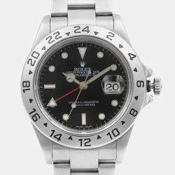 Rolex Black Stainless Steel Explorer II 16570 Automatic Men's Wristwatch 40mm