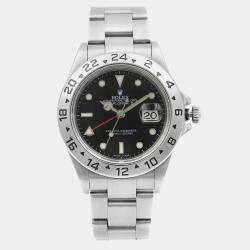 Rolex Black Stainless Steel Explorer II 16570 Automatic Men's Wristwatch 40mm