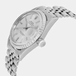Rolex Silver Stainless Steel Datejust 1603 Automatic Men's Wristwatch 36mm