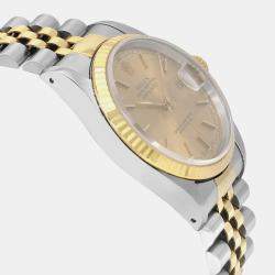 Rolex Champagne 18k Yellow Gold Stainless Steel Datejust 16233 Automatic Men's Wristwatch 36mm
