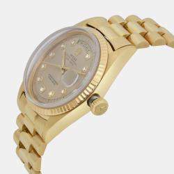 Rolex Champagne Diamond 18K Yellow Gold Day-Date 1803 Automatic Men's Wristwatch 36mm