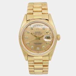 Rolex Champagne Diamond 18K Yellow Gold Day-Date 1803 Automatic Men's Wristwatch 36mm