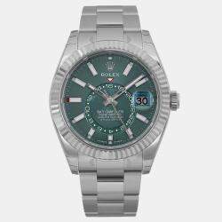 Rolex Green 18K White Gold Sky-Dweller 336934 Automatic Men's Wristwatch 42 mm