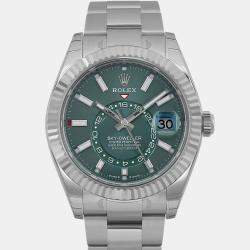 Rolex Green 18K White Gold Sky-Dweller 336934 Automatic Men's Wristwatch 42 mm