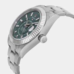 Rolex Green 18K White Gold Sky-Dweller 336934 Automatic Men's Wristwatch 42 mm