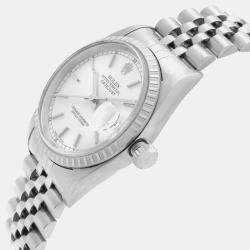 Rolex Silver Stainless Steel Datejust 16220 Automatic Men's Wristwatch 36 mm
