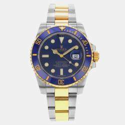 Rolex Blue 18K Yellow Gold Submariner 116613LB Automatic Men's Wristwatch 40mm