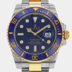 Rolex Blue 18K Yellow Gold Submariner 116613LB Automatic Men's Wristwatch 40mm