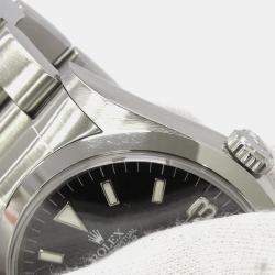 Rolex Black Stainless Steel Explorer 14270 Automatic Men's Wristwatch 36mm