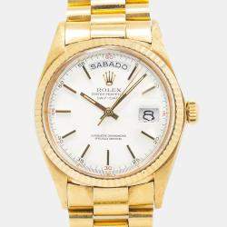 Rolex Day-Date 1803 White Dial 18K Yellow Gold Automatic Men's Wristwatch 36 mm