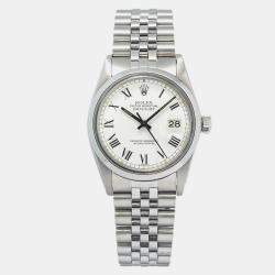 Rolex White Stainless Steel Datejust 16000 Automatic Men's Wristwatch 36mm