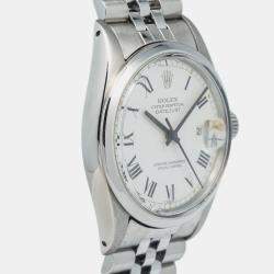 Rolex White Stainless Steel Datejust 16000 Automatic Men's Wristwatch 36mm