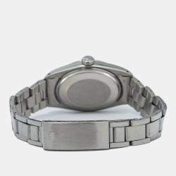 Rolex White Stainless Steel Oyster Perpetual Date 15000 Automatic Men's Wristwatch 34mm