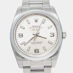 Rolex Silver Stainless Steel Air-King 114200 Automatic Men's Wristwatch 34mm
