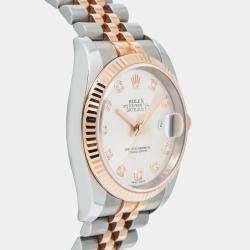 Rolex Silver Rose Gold Stainless Steel Datejust 116231 Automatic Men's Wristwatch 36mm