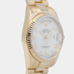 Rolex Silver 18K Yellow Gold Mother of Pearl Day-Date 118238 Automatic Men's Wristwatch 36mm