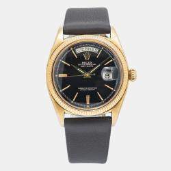 Rolex Day-Date 6611B Automatic Black 18K Rose Gold Men's Wristwatch 36MM