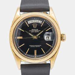 Rolex Day-Date 6611B Automatic Black 18K Rose Gold Men's Wristwatch 36MM