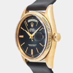 Rolex Day-Date 6611B Automatic Black 18K Rose Gold Men's Wristwatch 36MM
