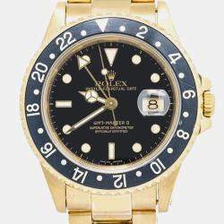Rolex Black 18K Yellow Gold GMT-Master II 16718 Automatic Men's Wristwatch 40mm