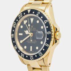 Rolex Black 18K Yellow Gold GMT-Master II 16718 Automatic Men's Wristwatch 40mm