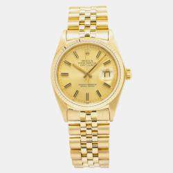 Rolex DateJust 16018 Automatic Champagne 18K Yellow Gold Men's Wristwatch 36mm