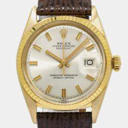 Rolex Datejust 1601 Automatic Silver 18K Yellow Gold Men's Wristwatch 36mm