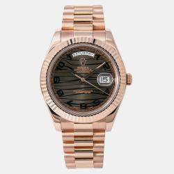 Rolex Day Date II 218235 Automatic Brown 18k Rose Gold Men's Wristwatch 41mm