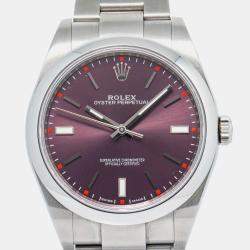 Rolex Oyster Perpetual 114300 Automatic Purple Stainless Steel Men's Wristwatch 39mm