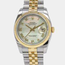 Rolex Datejust 116233NR Automatic 18k Yellow Gold Stainless Steel Men's Wristwatch 36 mm
