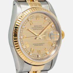 Rolex Datejust 16233 Automatic Champagne 18k Yellow Gold Stainless Steel Men's Wristwatch 36 mm