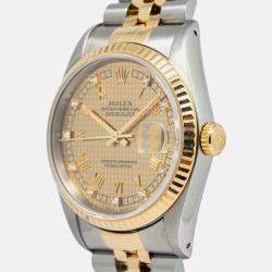 Rolex Datejust 16233 Automatic Champagne 18k Yellow Gold Stainless Steel Men's Wristwatch 36 mm