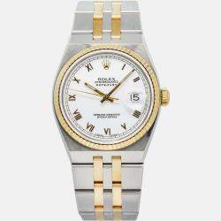 Rolex Datejust Oysterquartz 17013 Automatic White Stainless Steel 18K Yellow Gold Men's Wristwatch 36mm