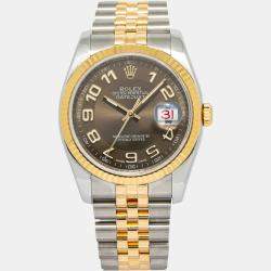 Rolex Datejust 116233 Automatic Brown 18K Yellow Gold Stainless Steel Men's Wristwatch 36MM