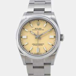 Rolex Oyster Perpetual 126000 Automatic Beige Stainless Steel Men's Wristwatch 36 mm