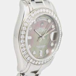 Rolex Day-Date 18946 Automatic Tahitian MOP Platinum Men's Wristwatch 39 mm