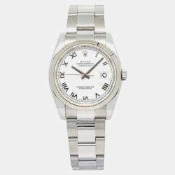 Rolex Date Just 116234 Automatic White Stainless Steel Men's Wristwatch 37 mm