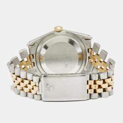 Pre Owned Rolex Champagne 18K Yellow Gold Stainless Steel Diamond Datejust Unisex Wristwatch 36 mm