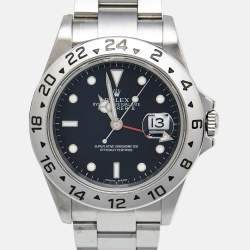 Pre Owned Rolex Black Stainless Steel Explorer II 16570T Men's Wristwatch 40 mm