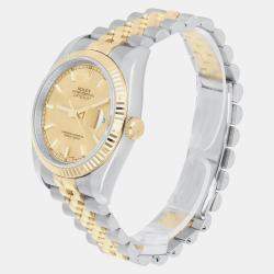 Pre Owned Rolex Datejust 116233 Automatic Champagne 18k Yellow Gold Stainless Steel Men's Wristwatch 36 mm