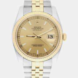 Pre Owned Rolex Datejust 116233 Automatic Champagne 18k Yellow Gold Stainless Steel Men's Wristwatch 36 mm