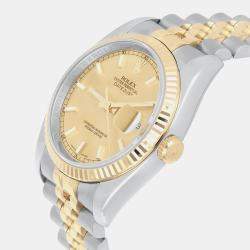 Pre Owned Rolex Datejust 116233 Automatic Champagne 18k Yellow Gold Stainless Steel Men's Wristwatch 36 mm