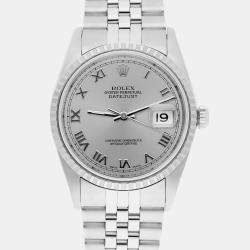 Pre Owned Rolex Datejust 16220 Automatic Silver Stainless Steel Men's Wristwatch 36 mm