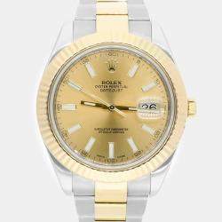 Pre Owned Rolex  Datejust II 116333 Automatic Champagne 18k Yellow Gold Stainless Steel Men's Wristwatch 41 mm