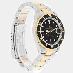 Pre Owned Rolex Submariner 16613N Automatic Black 18k Yellow Gold Stainless Steel Men's Wristwatch 40 mm