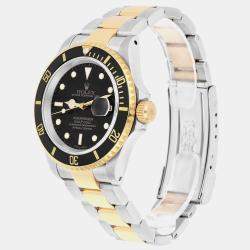 Pre Owned Rolex Submariner 16613N Automatic Black 18k Yellow Gold Stainless Steel Men's Wristwatch 40 mm