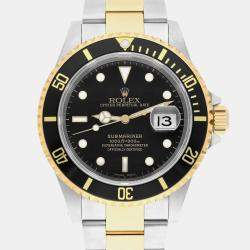 Pre Owned Rolex Submariner 16613N Automatic Black 18k Yellow Gold Stainless Steel Men's Wristwatch 40 mm
