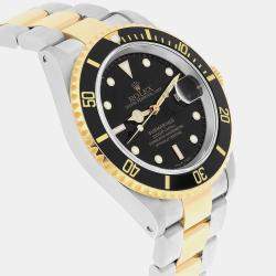 Pre Owned Rolex Submariner 16613N Automatic Black 18k Yellow Gold Stainless Steel Men's Wristwatch 40 mm