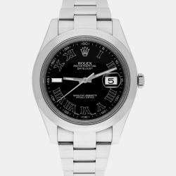 Pre Owned Rolex Datejust II 116300 Automatic Black Stainless Steel Men's Wristwatch 41 mm