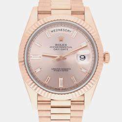 Pre Owned Rolex Day-Date 228235 Automatic Pink 18k Rose Gold Men's Wristwatch 40 mm